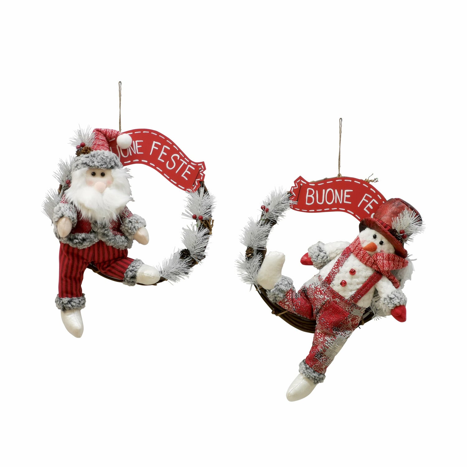 VESTIAMO CASA GRAN NATALE - Ghirlanda Natalizia Appendino Dietroporta Buone Feste diametro 33 cm